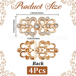 4 bouton de jean ajustable en alliage de cristal et strass&nbsp;FIND-CY0002-27G