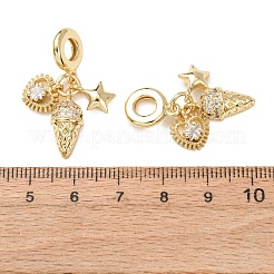 Anhänger aus ozeanmessingfarbenem Mikropavé mit klaren Zirkonia im europäischen Stil&nbsp;KK-H278-03G-08