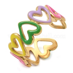 Кольца-манжеты из нержавеющей стали 304 с эмалью для женщин&nbsp;RJEW-U034-01G-01