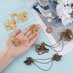 4 шт. 4 стиля брошь из сплава с подвеской в виде осьминога и пчел&nbsp;HJEW-DR00069
