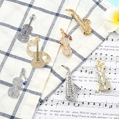 7 шт. 7 стиля музыкальные инструменты сплав горный хрусталь лацкан булавки для рюкзака одежда&nbsp;JEWB-CJ0001-91