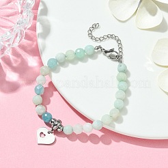 Braccialetti con perline di amazzonite di fiori naturali&nbsp;BJEW-JB09886-02