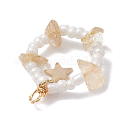 Кусочки натурального цитрина и подвески из стеклянных семян&nbsp;PALLOY-MZ00184-04