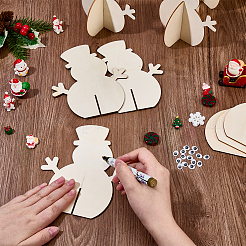 6 шт. рождественские незаконченные деревянные украшения в виде снеговика&nbsp;WOOD-SP0001-72