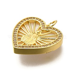 Подвески в форме сердца из латуни с кубическим цирконием&nbsp;KK-S508-08G