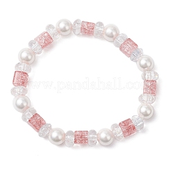 3 bracciale elastico in vetro craquelé e perle di conchiglia&nbsp;BJEW-JB12384