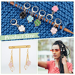 Маркеры петель с замком в виде клевера из легированной эмали&nbsp;HJEW-AB00082