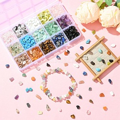 210 г 14-х видов натуральных смешанных бусин из драгоценных камней и 15 г непрозрачных стеклянных бусин из крошки&nbsp;G-YW0002-37