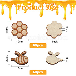 120 шт. 2 вида деревянных бусин с лазерной гравировкой&nbsp;WOOD-OC0003-50