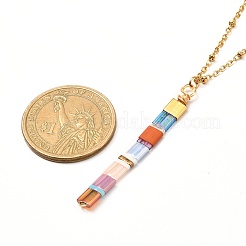Collana con ciondolo con perline di semi giapponesi a barra verticale per donna ragazza&nbsp;NJEW-JN03693-03