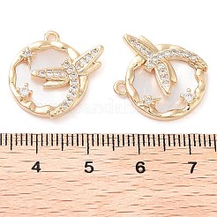 Подвески в виде стрекоз из латуни с микропаве из прозрачного кубического циркония&nbsp;KK-U028-14G