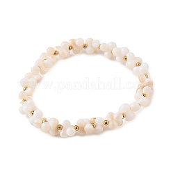 Braccialetti elasticizzati da donna in acciaio inossidabile 304 e perle di conchiglia&nbsp;SA-CBAAFEE-03G