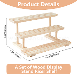 3-ярусная деревянная подставка для органайзера для карточек для сережек&nbsp;ODIS-WH0099-21
