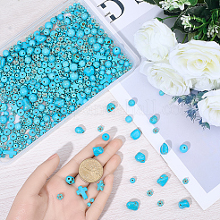 789шт 11 стиля окрашенные синтетические бирюзовые бусины&nbsp;TURQ-BM0001-03