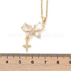 Бабочка и звезда латунный прозрачный кубический цирконий подвеска ожерелье NJEW-C076-24G