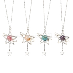 4 collier pendentif étoile en alliage de 4 styles différents&nbsp;NJEW-TA00273
