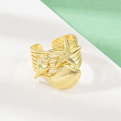 Латунные манжеты с океанской тематикой RJEW-C135-01G-06