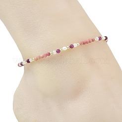 Bracelets de cheville en pierre de lune arc-en-ciel naturelle&nbsp;AJEW-AN00855-02