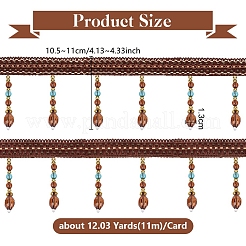 Garnitures en dentelle à franges en polyester de 11 m&nbsp;SRIB-WH0026-27A