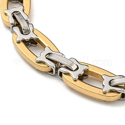 Ionenplattierung (IP) zweifarbiges ovales Gliederkettenarmband aus 201 Edelstahl&nbsp;BJEW-B078-16GP