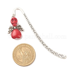 Teschio con segnalibri in turchese sintetico tinto con le ali&nbsp;AJEW-JK00180-02