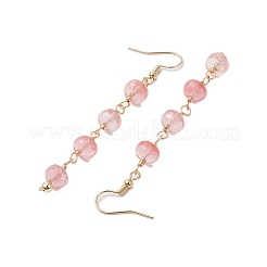 Серьги с подвесками из топаз-нефрита/вишневого кварцевого стекла/голубой пятнистой яшмы/цветка амазонита&nbsp;EJEW-JE06062