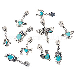 14 шт. 7 стиля слайдеров для застежек-молний из сплава и синтетического бирюзового цвета&nbsp;HJEW-TAC0101