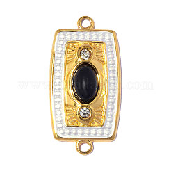 Ciondolo connettore in acciaio inossidabile 304 con onice nera incastonata.&nbsp;STAS-OY018-37G