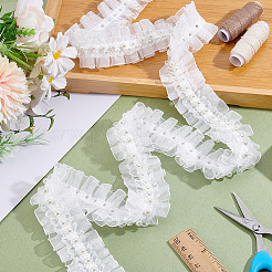 5 m Chiffon-Blumen-Spitzenband mit Kunstperle&nbsp;OCOR-ME0001-60