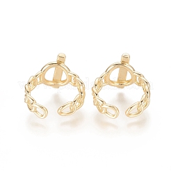 Латунные кольца из манжеты с прозрачным цирконием&nbsp;RJEW-F101-13G