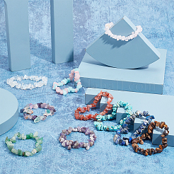 10шт 10 стиля унисекс браслеты из натуральных и синтетических драгоценных камней с бусинами и резинкой&nbsp;BJEW-GA0001-02