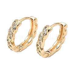 Orecchini a cerchio in ottone intrecciato con micro pavé di zirconi cubici&nbsp;KK-CBACA55-20G