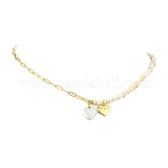 Muttertags-Halskette mit Herzanhänger aus natürlicher Barock-Keshi-Perle&nbsp;NJEW-JN06062