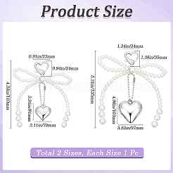 2 pièce 2 styles de pendentifs décoratifs en perles d'imitation acrylique en forme de cœur et de nœud papillon&nbsp;HJEW-BBC0001-04