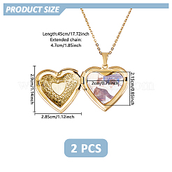 2 шт. 316 хирургическая нержавеющая сталь сердце фото медальон кулон кабель цепь ожерелья для женщин&nbsp;NJEW-DC0001-15G