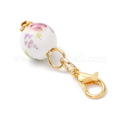 10 шт. круглый фарфоровый керамический кулон ручной работы с цветочным принтом&nbsp;HJEW-JM03828