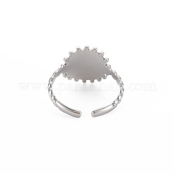 Bague ouverte ronde plate en acier inoxydable 304 anti-ternissement avec initiale pour homme et femme&nbsp;RJEW-S405-246P-J