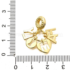 Messing klar Zirkonia Wort Familie Herz europäischen baumeln Charms&nbsp;X-KK-C087-14G