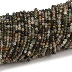 Нити бусин из натурального зеленого рутилированного кварца&nbsp;LS-G-RM241221-B47