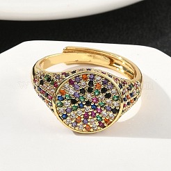 Anelli per polsini da donna in ottone con micro pavé di zirconi cubici&nbsp;RJEW-A069-13G-01