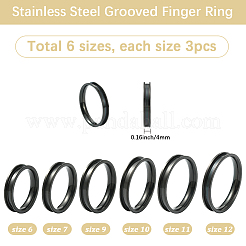 18 шт. 6 стиля 201 нержавеющая сталь рифленые кольца для пальцев&nbsp;RJEW-SC0001-33EB