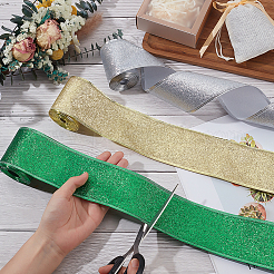 15 ярд двухцветной блестящей полиэстеровой проволочной ленты&nbsp;OCOR-PH0005-62