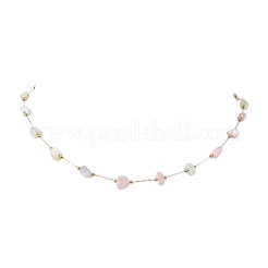 Ожерелья из натуральных ракушек и цепочек из окрашенных самородков и нержавеющей стали 304&nbsp;NJEW-JN05449