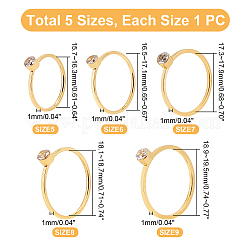 5 шт. 5 стильных плоских круглых перстней со стразами&nbsp;RJEW-UN0001-08