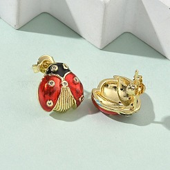 Серьги-гвоздики из латуни с микропаве из кубического циркония&nbsp;LS-EJEW-F383-04G