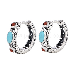 Овальные серьги-кольца из искусственной бирюзы&nbsp;EJEW-C178-07