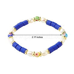 5 pièces 5 style fait à la main en argile polymère stretch & laiton perles & alliage lien chaîne bracelets ensemble&nbsp;BJEW-SZ0001-66D
