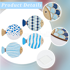 Adesivi murali pesce di legno&nbsp;AJEW-WH20048-76