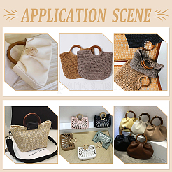 8 шт. 4 деревянных ручки для сумочки в форме круга и кольца&nbsp;AJEW-UN0002-79