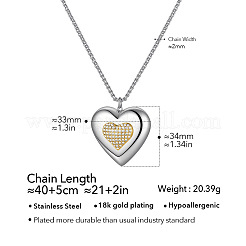 Colliers pendentifs bicolores en acier inoxydable chirurgical 316 sertis de micro-pavés de zirconiums cubiques transparents pour femmes&nbsp;WG2A391-01